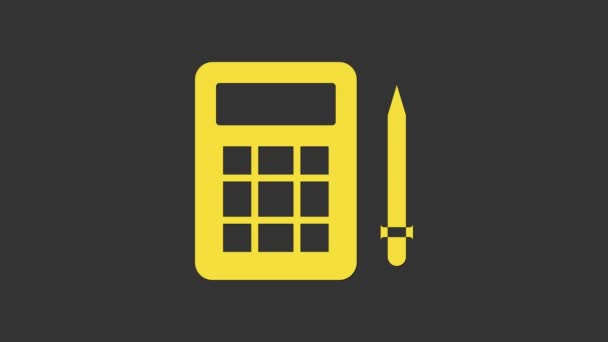 Carte de bingo jaune avec icône de numéros chanceux isolée sur fond gris. Animation graphique de mouvement vidéo 4K — Video