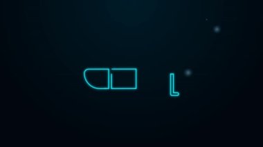 Parlak neon hattı şişirilebilir tekne dış motor ikonu siyah arkaplanda izole edilmiş. 4K Video hareketli grafik canlandırması