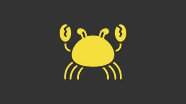 Sarı Yengeç simgesi gri arkaplanda izole edildi. 4K Video hareketli grafik canlandırması