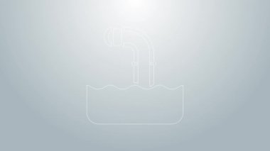 Su ikonunun üstündeki dalgalarda mavi çizgi Periscope gri arka planda izole edildi. 4K Video hareketli grafik canlandırması