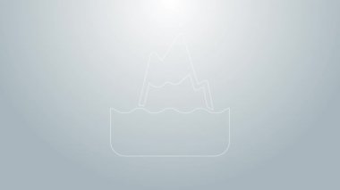 Mavi çizgi buzdağı simgesi gri arkaplanda izole edildi. 4K Video hareketli grafik canlandırması
