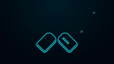 Parlayan neon hattı Paddle simgesi siyah arkaplanda izole edildi. Kürek çekin. 4K Video hareketli grafik canlandırması