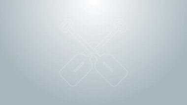 Mavi çizgi Paddle simgesi gri arkaplanda izole edildi. Kürek çekin. 4K Video hareketli grafik canlandırması