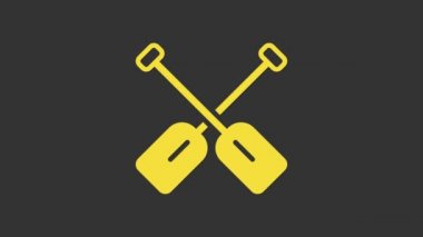 Sarı Paddle simgesi gri arkaplanda izole edildi. Kürek çekin. 4K Video hareketli grafik canlandırması