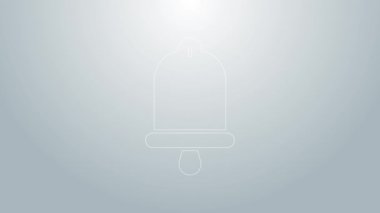 Mavi çizgi gemi çanı simgesi gri arkaplanda izole edildi. 4K Video hareketli grafik canlandırması