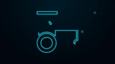 Parlayan neon çizgi simgesi siyah arkaplanda izole edildi. 4K Video hareketli grafik canlandırması