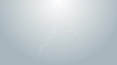 Mavi çizgi Kite simgesi gri arkaplanda izole edildi. 4K Video hareketli grafik canlandırması