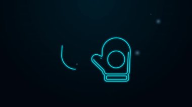 Parlayan neon hattı Noel eldiveni simgesi siyah arka planda izole edildi. Mutlu Noeller ve mutlu yıllar. 4K Video hareketli grafik canlandırması