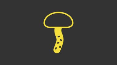 Sarı mantar simgesi gri arkaplanda izole edildi. 4K Video hareketli grafik canlandırması