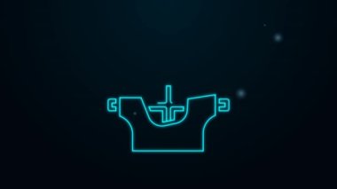 Parlayan neon çizgisi Korkuluk simgesi siyah arkaplanda izole edildi. 4K Video hareketli grafik canlandırması