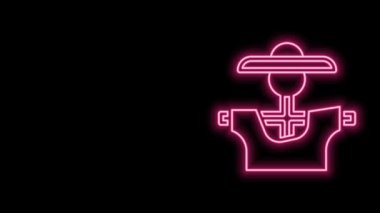 Parlayan neon çizgisi Korkuluk simgesi siyah arkaplanda izole edildi. 4K Video hareketli grafik canlandırması