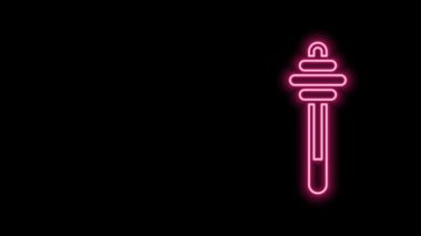 Parlayan neon hattı Bal Dipper çubuğu simgesi siyah arkaplanda izole edildi. Tatlı kepçe. 4K Video hareketli grafik canlandırması