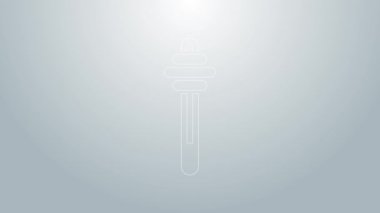 Mavi çizgi Honey Dipper çubuğu simgesi gri arkaplanda izole edildi. Tatlı kepçe. 4K Video hareketli grafik canlandırması