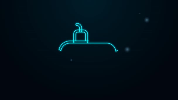 Glowing neon line Submarine icon isolated on black background. Kapal militer. Animasi grafis gerak Video 4K — Stok Video