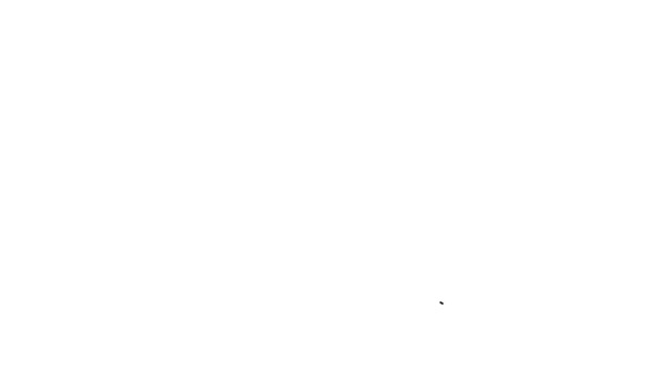 Černá čára Pirátská mapa pokladu ikona izolované na bílém pozadí. Grafická animace pohybu videa 4K — Stock video