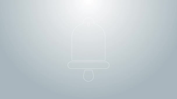 Modrá čára Ikona lodního zvonku izolované na šedém pozadí. Grafická animace pohybu videa 4K — Stock video