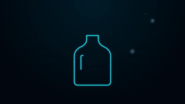 Linea neon incandescente Bevanda alcolica Icona bottiglia di rum isolata su sfondo nero. Animazione grafica 4K Video motion — Video Stock