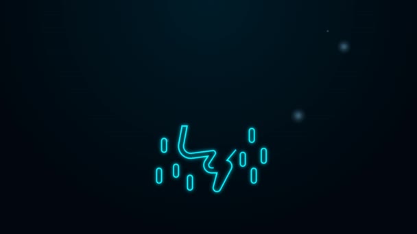 Świecąca neonowa ikona Burzy odizolowana na czarnym tle. Chmura i piorun. Ikona pogody. 4K Animacja graficzna ruchu wideo — Wideo stockowe
