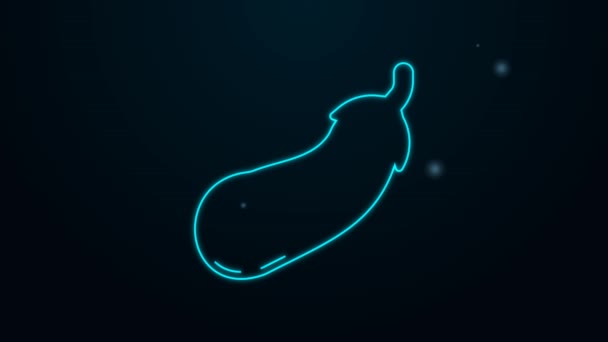 Glowing neon line Eggplant icon isolated on black background. 4K Video motion graphic animation — Stock Video
