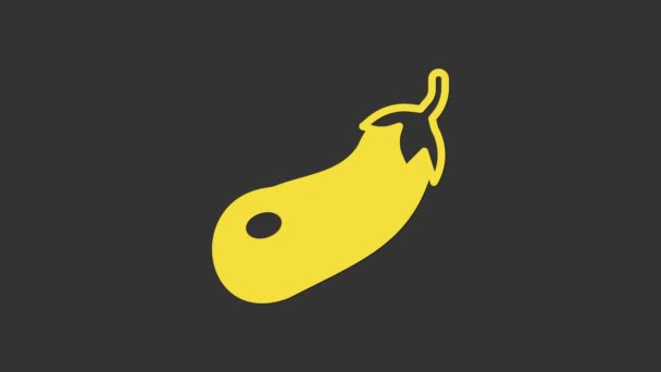 Icono de berenjena amarilla aislado sobre fondo gris. Animación gráfica de vídeo 4K — Vídeo de stock