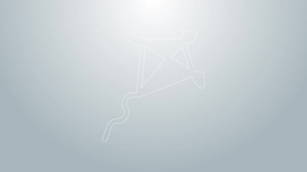 Blå linje Kite ikon isolerad på grå bakgrund. 4K Video motion grafisk animation — Stockvideo