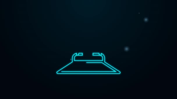 Leuchtende Neon-Linie Hexenhut-Symbol isoliert auf schwarzem Hintergrund. Frohe Halloween-Party. 4K Video Motion Grafik Animation — Stockvideo