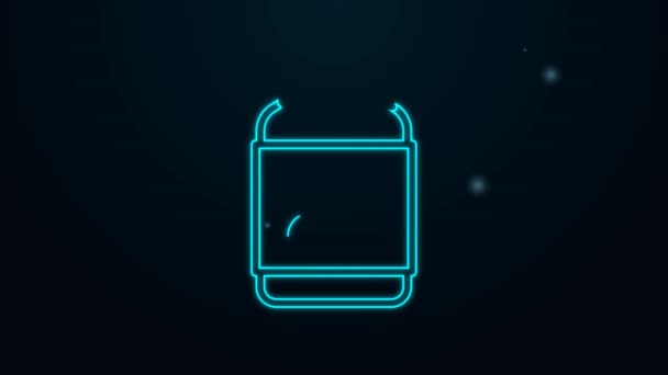 Leuchtende Neon-Linie Marmeladenglas Symbol isoliert auf schwarzem Hintergrund. 4K Video Motion Grafik Animation — Stockvideo