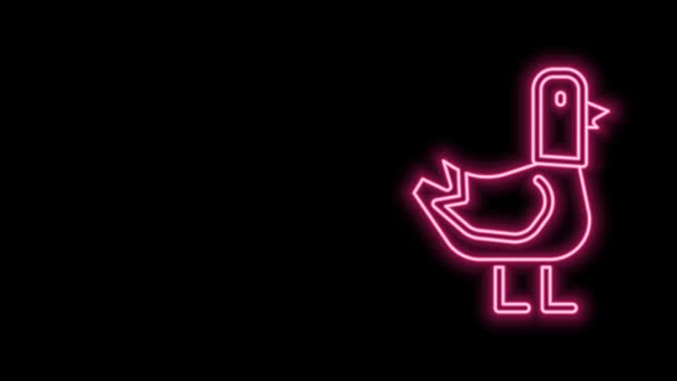 Icono de línea de neón brillante Dove aislado sobre fondo negro. Animación gráfica de vídeo 4K — Vídeo de stock