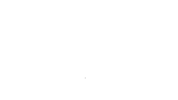 Zwarte lijn Tuinhark pictogram geïsoleerd op witte achtergrond. Gereedschap voor tuinbouw, landbouw, landbouw. Ground cultivator. Huishoudapparatuur. 4K Video motion grafische animatie — Stockvideo