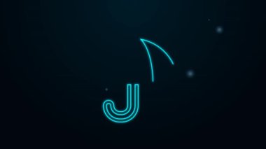 Parlayan neon hattı Umbrella simgesi siyah arkaplanda izole edildi. Sigorta konsepti. Su geçirmez ikon. Koruma, güvenlik, güvenlik kavramı. 4K Video hareketli grafik canlandırması