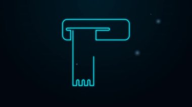 Parlayan neon hattı kış eşarbı simgesi siyah arkaplanda izole edildi. 4K Video hareketli grafik canlandırması