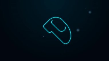 Parlayan neon hattı elektrik karıştırıcı simgesi siyah arkaplanda izole edildi. Mutfak blenderi. 4K Video hareketli grafik canlandırması