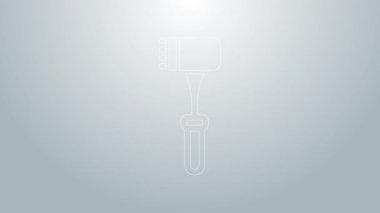Mavi çizgi Mutfak Çekiç ikonu gri arka planda izole edildi. Et çekici. 4K Video hareketli grafik canlandırması