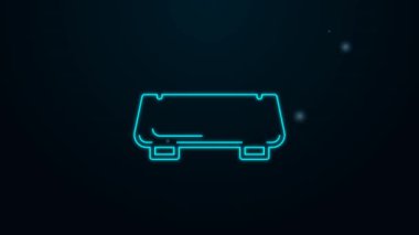 Parlayan neon hattı Elektronik ölçek simgesi siyah arkaplanda izole edildi. Ağırlık ölçüm aletleri. 4K Video hareketli grafik canlandırması