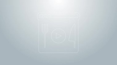 Mavi Hat Yemek pişirme canlı yayın ikonu gri arkaplanda izole edildi. 4K Video hareketli grafik canlandırması