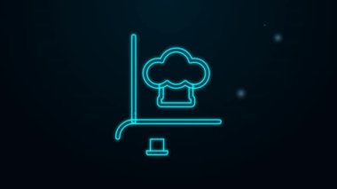 Parlayan neon hattı yemek kitabı simgesi siyah arkaplanda izole edildi. Yemek kitabı ikonu. Yemek tarifi kitabı. Çatal ve bıçak ikonları. Çatal bıçak sembolü. 4K Video hareketli grafik canlandırması