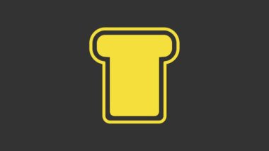 Gri arka planda izole edilmiş kızarmış kızarmış ekmek ikonu için sarı ekmek tostu. Öğle yemeği, akşam yemeği, kahvaltı atıştırmalığı. 4K Video hareketli grafik canlandırması