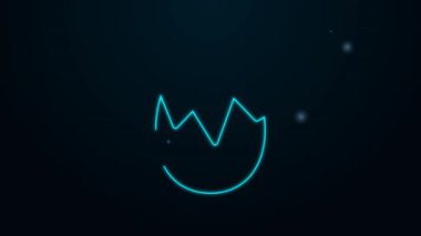 Parlayan neon hattı. Kırık yumurta ikonu siyah arka planda izole edilmiş. Mutlu Paskalyalar. 4K Video hareketli grafik canlandırması