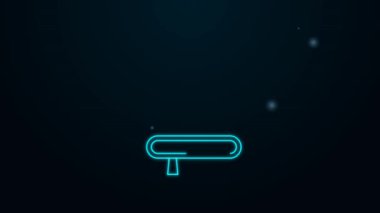 Parlayan neon hattı fırın simgesi siyah arkaplanda izole edildi. Mutfak tutacağı işareti. Yemek eldiveni. 4K Video hareketli grafik canlandırması