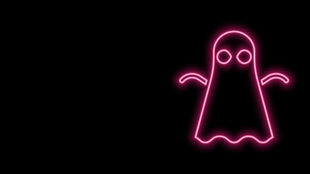 Gloeiende neon lijn Ghost icoon geïsoleerd op zwarte achtergrond. Gelukkig Halloween feest. 4K Video motion grafische animatie — Stockvideo