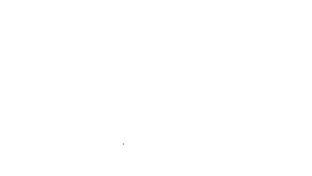 Línea negra Taza de té icono aislado sobre fondo blanco. Animación gráfica de vídeo 4K — Vídeos de Stock