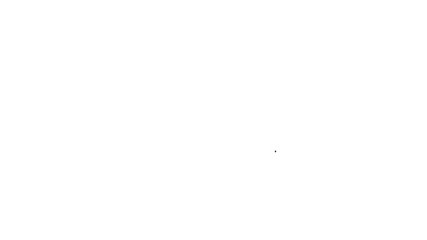 Icono de banco de línea negra aislado sobre fondo blanco. Animación gráfica de vídeo 4K — Vídeo de stock