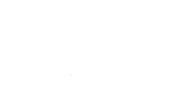Línea negra Icono de la hoja aislado sobre fondo blanco. Firma de hojas. Símbolo de producto natural fresco. Animación gráfica de vídeo 4K — Vídeo de stock