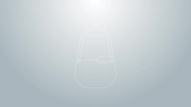 Blå linje Salt ikon isolerad på grå bakgrund. Matlagning kryddor. 4K Video motion grafisk animation — Stockvideo