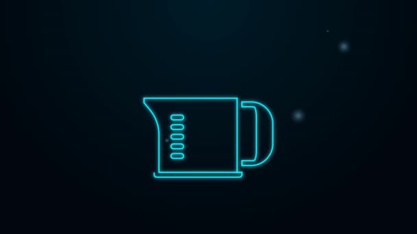 Glowing neon line French press icon isolated on black background. Animasi grafis gerak Video 4K — Stok Video