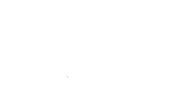 Czarna linia Żywność pałeczki ikona izolowane na białym tle. Drewniane kije koreańskie do dań azjatyckich. Orientalne naczynia. 4K Animacja graficzna ruchu wideo — Wideo stockowe
