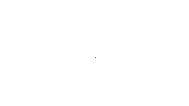 Línea negra Icono de batidor de cocina aislado sobre fondo blanco. Utensil de cocina, batidor de huevos. Signo de cubertería. Comida mezcla símbolo. Animación gráfica de vídeo 4K — Vídeos de Stock