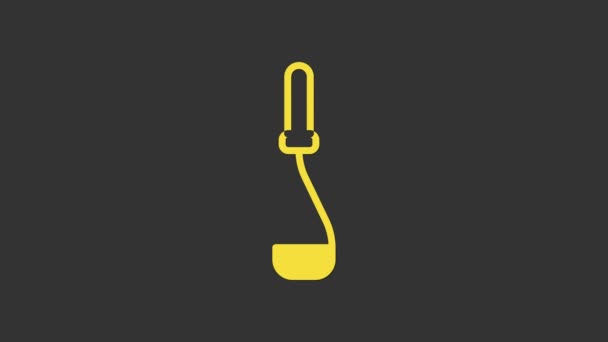 Gelbe Kelle Symbol isoliert auf grauem Hintergrund. Kochutensilien. Bestecklöffelzeichen vorhanden. 4K Video Motion Grafik Animation — Stockvideo