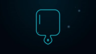Parlayan neon hattı kesme tahtası simgesi siyah arkaplanda izole edildi. Kesme tahtası sembolü. 4K Video hareketli grafik canlandırması