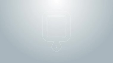 Mavi çizgi kesme tahtası simgesi gri arkaplanda izole edildi. Kesme tahtası sembolü. 4K Video hareketli grafik canlandırması